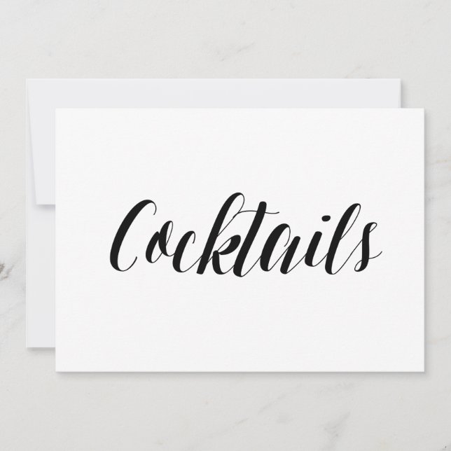 "Cocktails" Hochzeitszeichen im kalligraphischen S Einladung (Vorderseite)