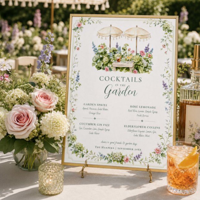 Cocktails im Garten Botanischer Bar-Menü-Schilder Poster (Von Creator hochgeladen)