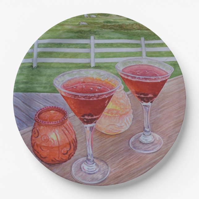 Cocktails im Mission Ranch  Pappteller (Vorderseite)
