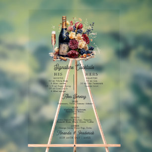 Cocktails in Gold, Navy Blue und Burgund Signature Acrylschild