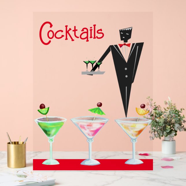 Cocktails Kellner mit Acrylzeichen für Getränke Acrylschild (Hochzeit)
