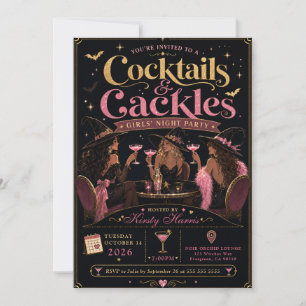 Cocktails & Kichernde Mädchen-Halloween-Nacht Einladung