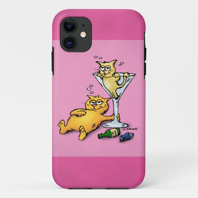 Cocktails & Kitten Pink Cartoon iPhone5 Fall Case-Mate iPhone Hülle (Rückseite)
