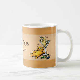 Cocktails & Kittens Gold Cartoon Tasse