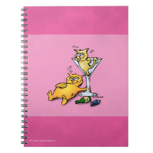 Cocktails & KIttens Pink Cartoon Notebook Notizblock