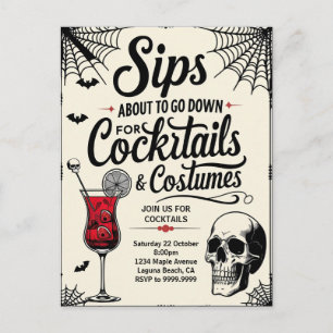 Cocktails & Kostüme Halloween Feiertagspostkarte