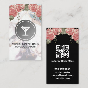 Cocktails Martini-Logo   Marmor und Rose Visitenkarte
