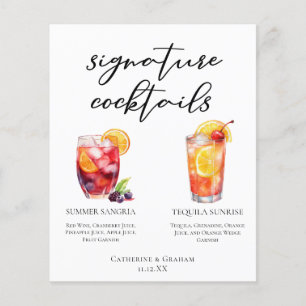 Cocktails-Menü für die Unterschrift