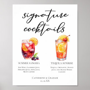 Cocktails-Menü für die Unterschrift Poster