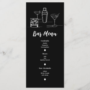 Cocktails Minimal Moderne Open Bar Hochzeitsmenü Menükarte