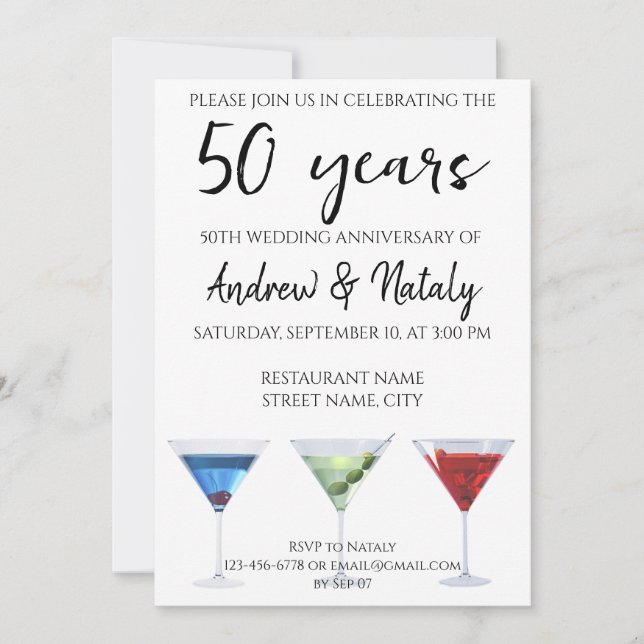 Cocktails mit bunten Cocktails Einladung (Vorderseite)