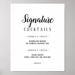 Cocktails mit einfacher Minimalistischer Signatur Poster