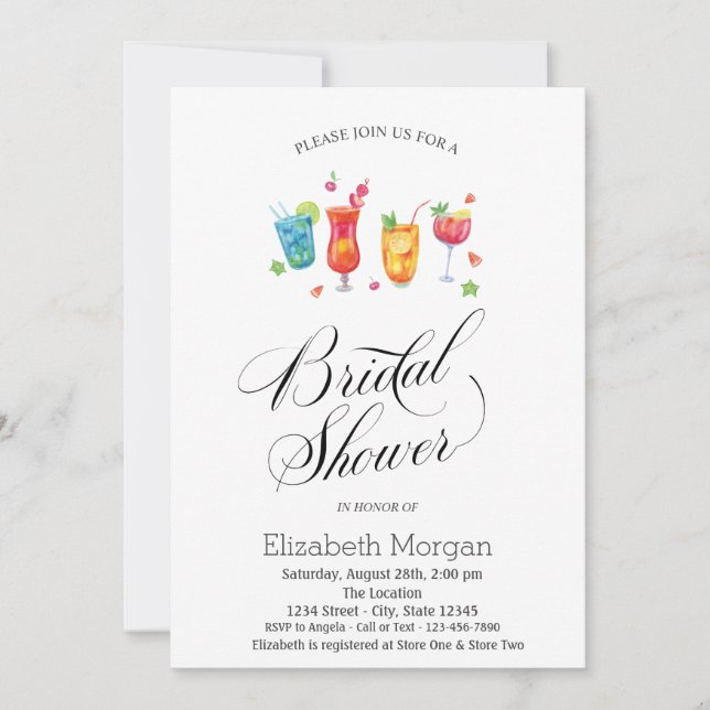 Cocktails Obst Brautparty Einladung (Vorderseite)