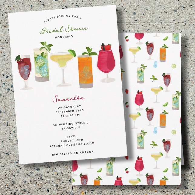 Cocktails Party Drinks Brautparty Einladung (Watercolor Cocktails Party Drinks Bridal Shower Invitation)