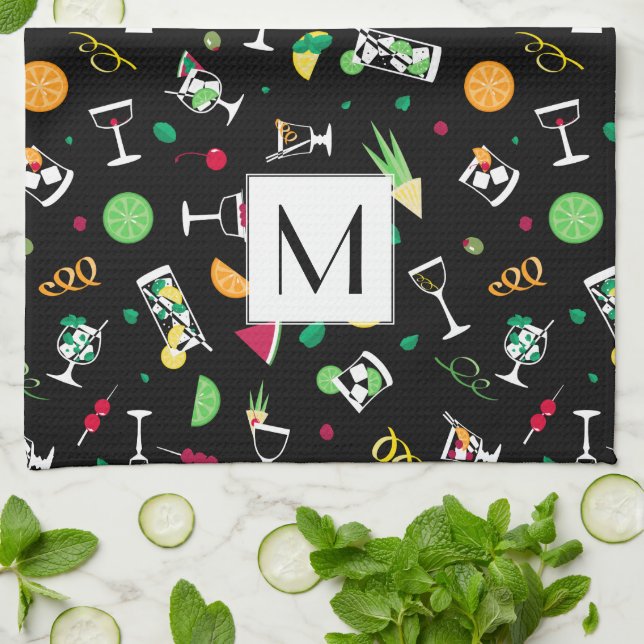 Cocktails Party Pattern Geschirrtuch (Gefaltet)