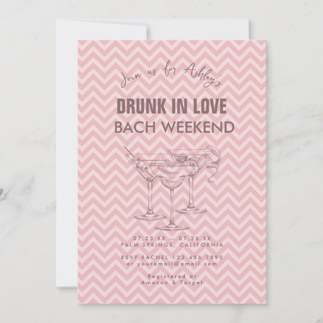 Cocktails Retro Bachelorette Wochenende Einladung (Vorderseite)
