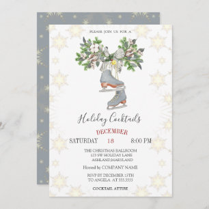 Cocktails Schneeflocken Skate Weihnachten Einladung