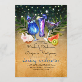Cocktails, Tropical Beach Lights Hochzeit Einladung
