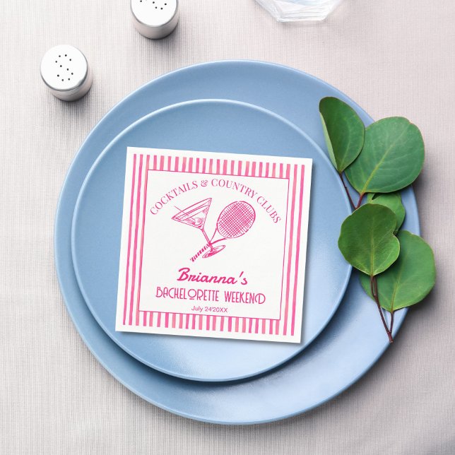 Cocktails und Country Clubs Tennis Bachelorette Serviette (Cocktails and country clubs last swing tennis Bachelorette weekend party personalized Napkins)
