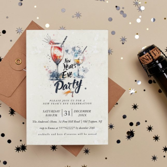 Cocktails und Graffiti-Neujahrs-Party Einladung (Von Creator hochgeladen)
