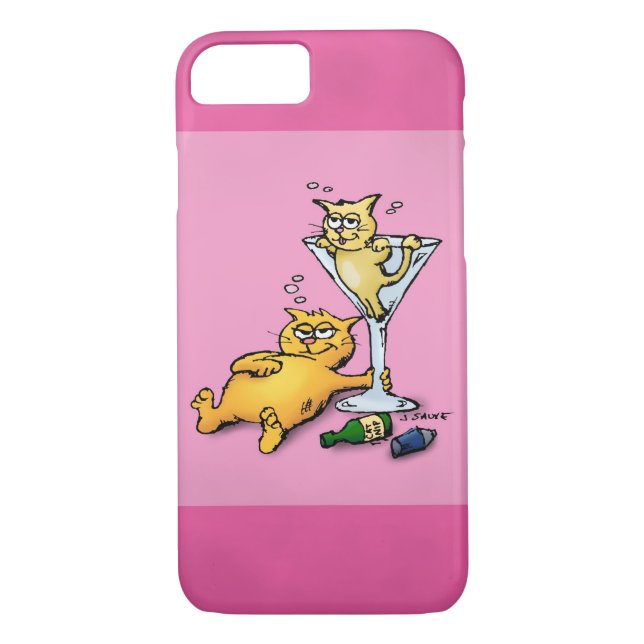Cocktails und Kittens Pink Cartoon Case-Mate iPhone Hülle (Rückseite)