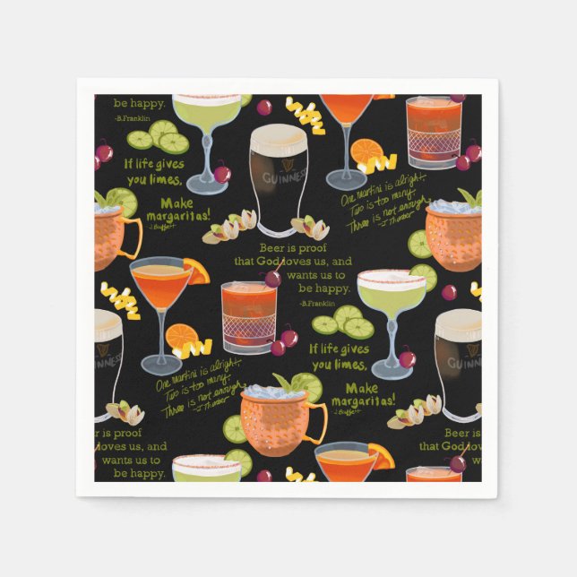 Cocktails und Kontemplation Serviette (Vorderseite)