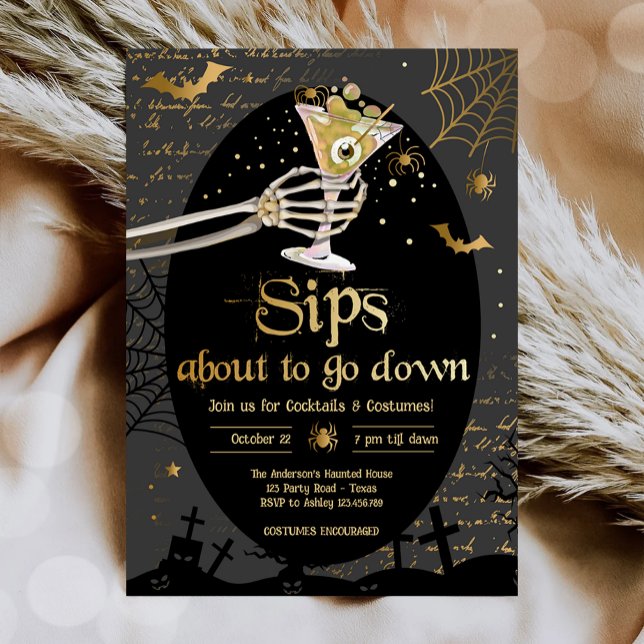 Cocktails und Kostüme Brews Boos Booze Halloween Einladung (Von Creator hochgeladen)