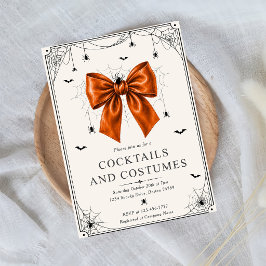 Cocktails und Kostüme Halloween Orange Schleife Einladung