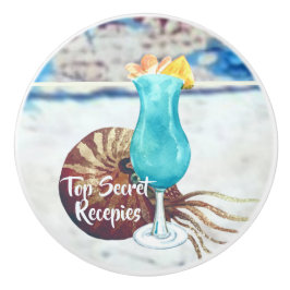 Cocktails und Nautilus im Wasserfarbenstil  Keramikknauf
