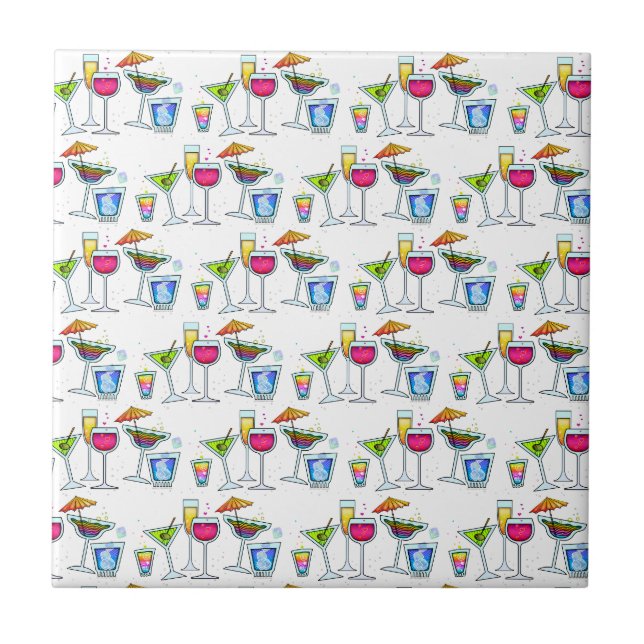 COCKTAILS UP GLAS-FLIESE - UNTERSETZER - TRIVET (Vorderseite)