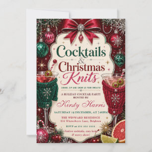 Cocktails Weihnachtsstrickereien Weihnachtsfeier Einladung