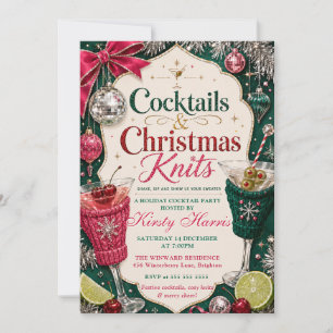 Cocktails Weihnachtsstrickereien Weihnachtsfeier Einladung