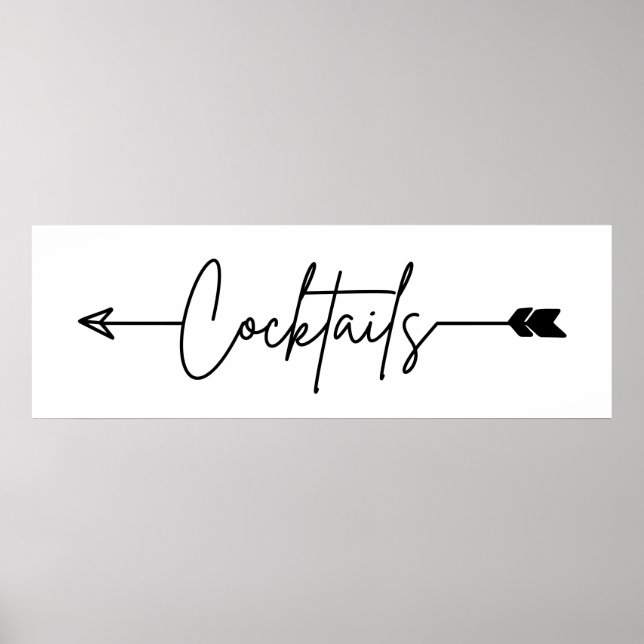 Cocktails-Zeichen Richtung Hochzeitszeichen Poster (Vorne)