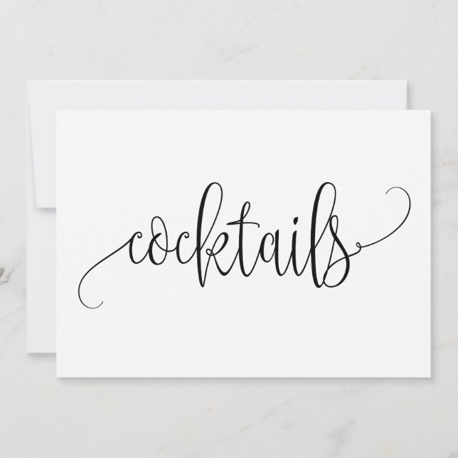 Cocktails Zeichen - Schöne Kalligrafie Einladung (Vorderseite)