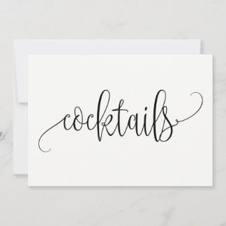 Cocktails Zeichen - Schöne Kalligrafie Einladung