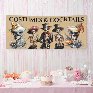 Cocktailskelette tanzen formales tuxedo Halloween Banner