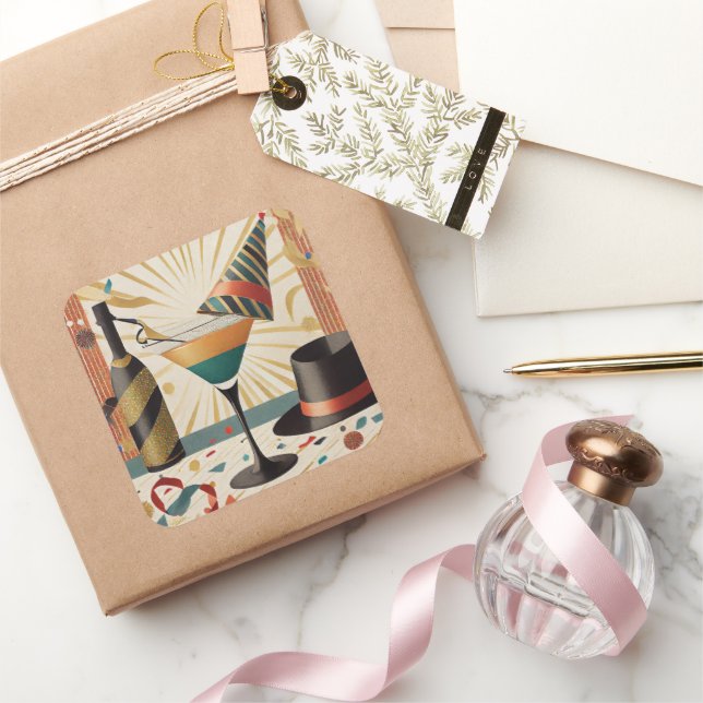 Cocktailstunde aus dem Mittelalter - Silvester Quadratischer Aufkleber (Schenken)