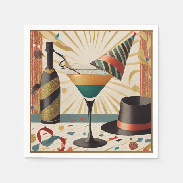 Cocktailstunde aus dem Mittelalter - Silvester Serviette (Vorderseite)