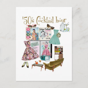 Cocktailstunde der 50er postkarte