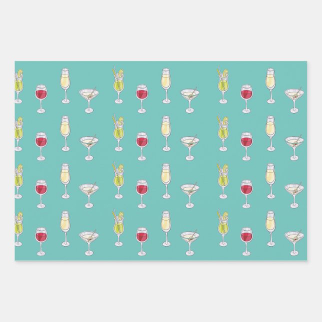 Cocktailstunde Geschenkpapier Set (Vorderseite)