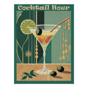 Cocktailstunde Mid-Century-Modern-Martini Poster