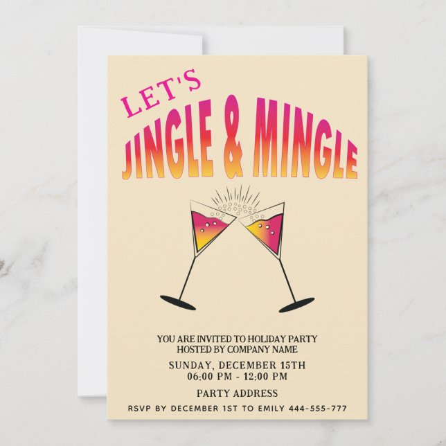 Cocktailurlaub mit Jingle und Mingle Einladung (Vorderseite)