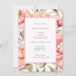 Cocktecore Blush Floral Brautparty mit QR Code Einladung