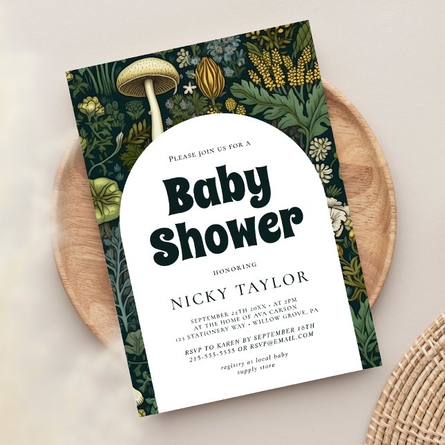 Cocktecore Mushroom Nahtlose Babydusche Einladung (Von Creator hochgeladen)