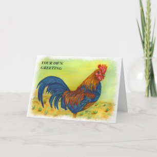 COCKY COLORFUL ROOSTER ZUNEHMENDE GREETKARTE KARTE