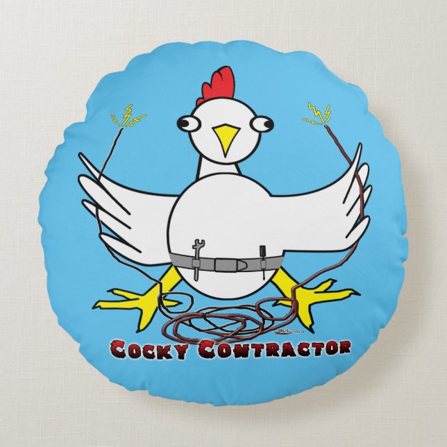 Cocky Contractor Rundes Kissen (Vorderseite)