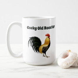 "Cocky Old Rooster" mit Grafik eines Roosters Kaffeetasse