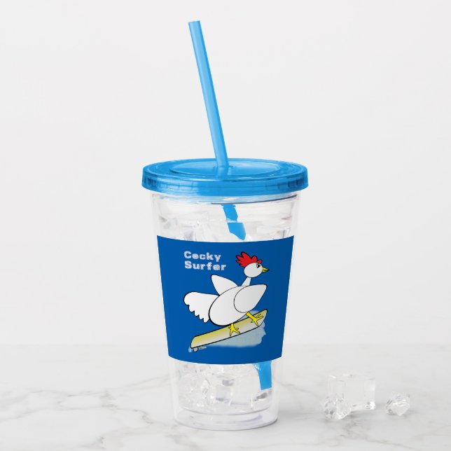 Cocky Surfer Acryltrinkbecher (Vorderseite Ice)
