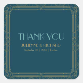 Coco | Art Deco Style Wedding "Danke. Quadratischer Aufkleber