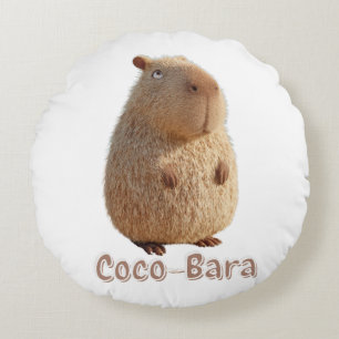 Coco-Bara Vibes. Capybara Core: Kokospalme-Couture Rundes Kissen